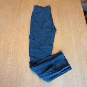 Old Navy High Rise Linen Cargo Straight Trouser Navy Blue Small